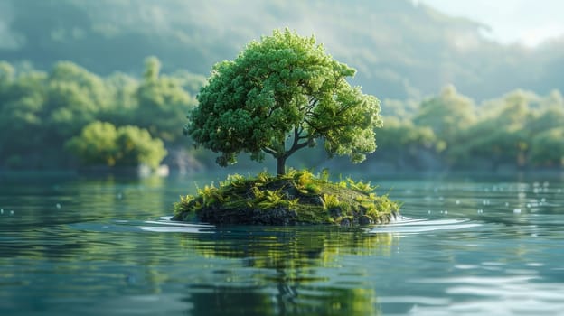 Environment. A young tree growing out of the ground against a background of green nature. World Environment Day.