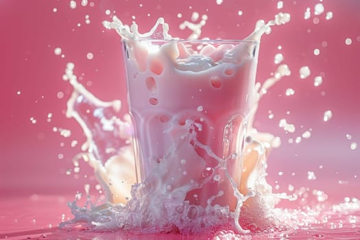 A glass of milk with splashes . World Milk Day.