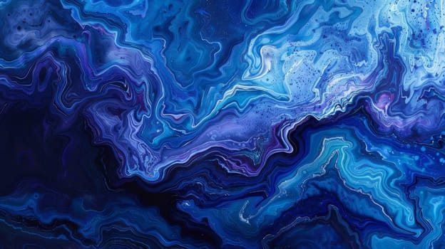 A close up of a blue and purple swirl painting