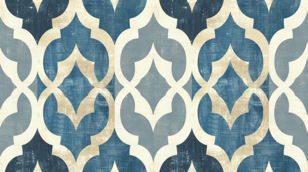 A blue and beige pattern with a repeating design