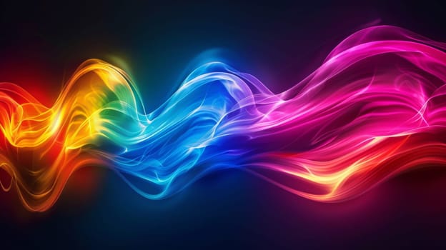 A colorful rainbow wave on a black background with the words "colorful" and "smoke"