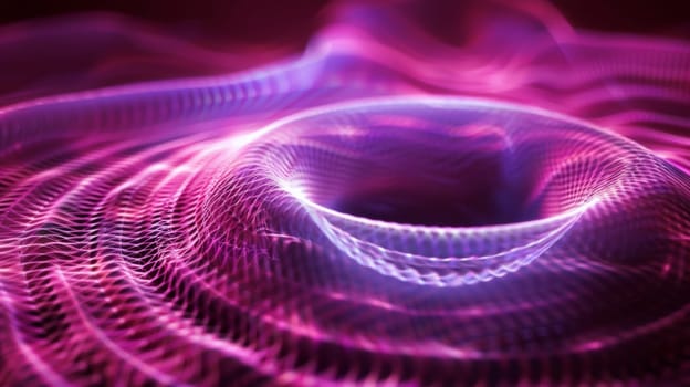 A close up of a purple vortex with some wires
