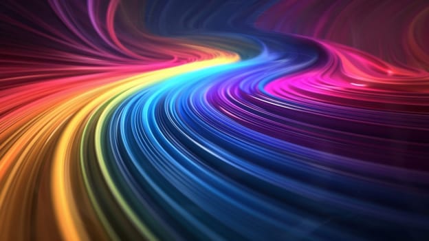 A colorful swirl of lines and colors on a black background