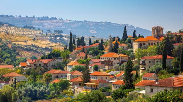 A hillside with many houses and trees on it