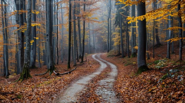 A dirt road in the middle of a forest with trees