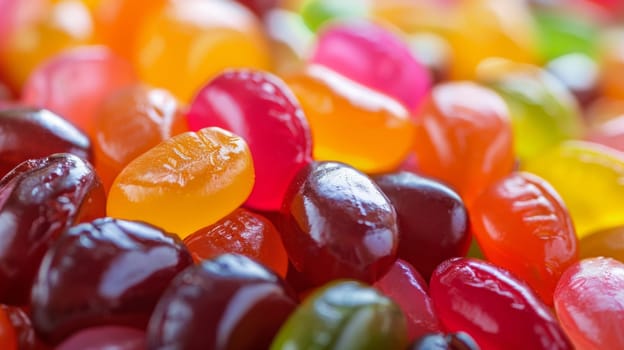 A close up of a pile of jelly beans in various colors