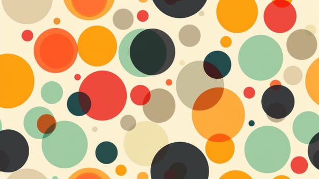 A pattern of a colorful polka dot design on white background