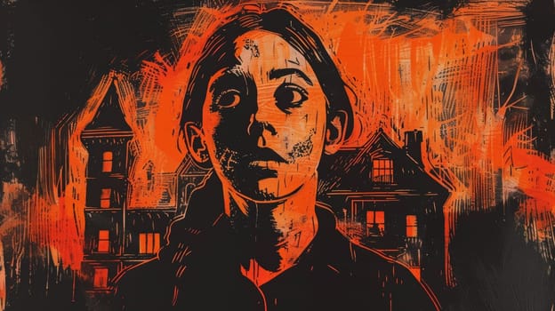 A drawing of a woman with an expression on her face