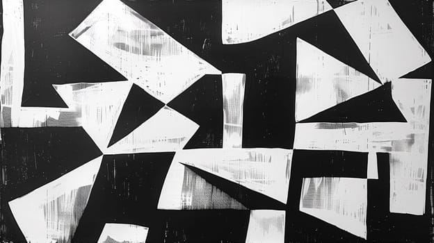 A black and white painting of a bunch of squares