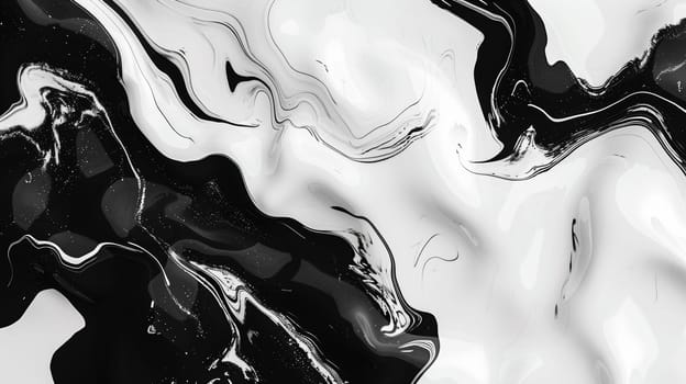 A black and white abstract painting with a lot of swirls