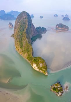 Samet Nangshe viewpoint, view of Koh Phra Wat Noi, in Phang Nga bay, Thailand, south east asia