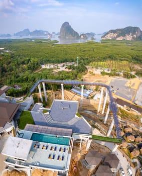 Samet Nangshe viewpoint, view of Koh Phra Wat Noi, in Phang Nga bay, Thailand, south east asia