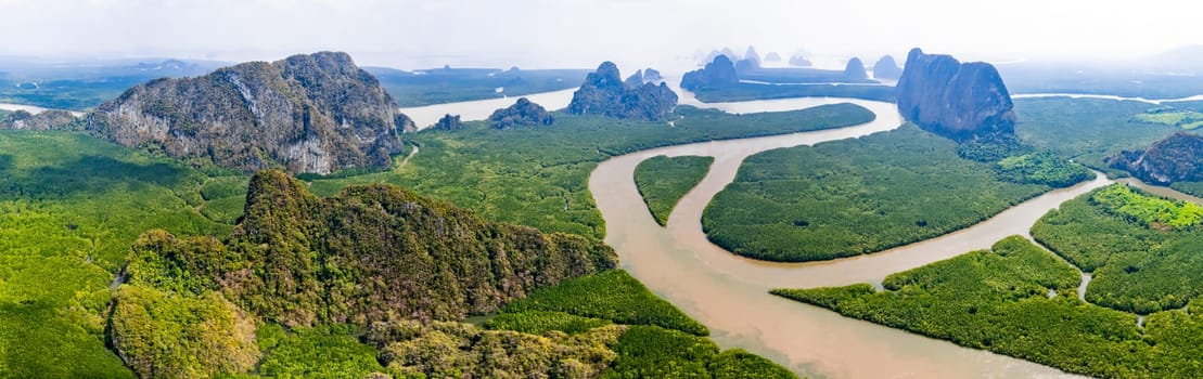 Aerial view of Phang Nga bay, Thailand, south east asia