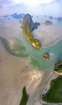 Samet Nangshe viewpoint, view of Koh Phra Wat Noi, in Phang Nga bay, Thailand, south east asia