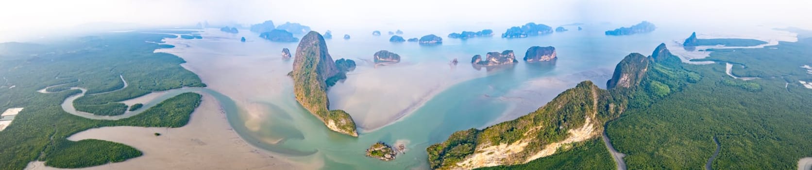 Samet Nangshe viewpoint, view of Koh Phra Wat Noi, in Phang Nga bay, Thailand, south east asia