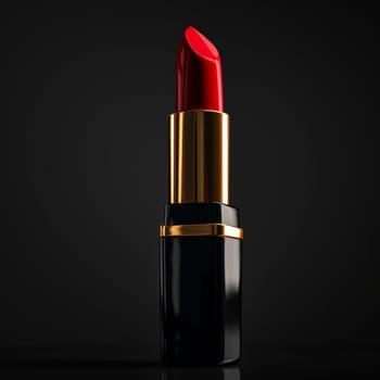 Red lipstick on a red background. 3d rendering. Mockup. Generative AI.