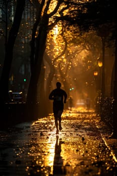 World Running Day. A running man in the park.