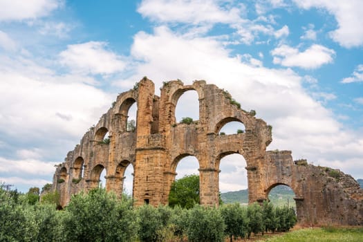 Aqueducts in the ancient city of Aspendos in Antalya, Turkey