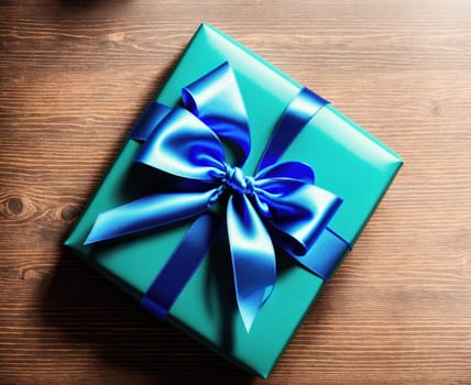 The image is a blue gift box with a bow tied around it.