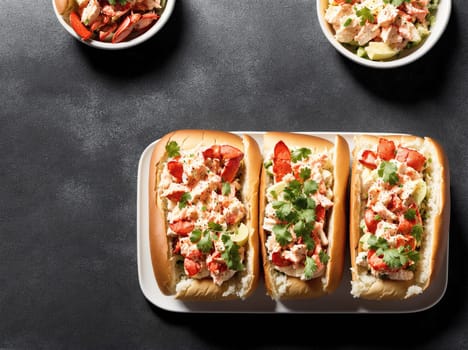 The image shows three hot dogs on a tray with sauerkraut and mustard.