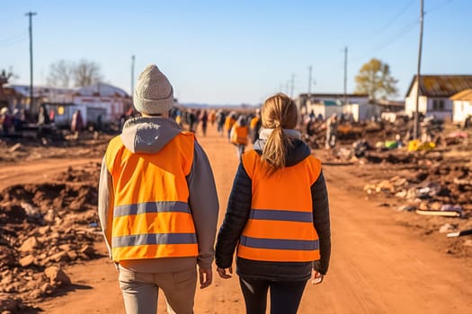 Couple goes to refugee camp. High quality photo