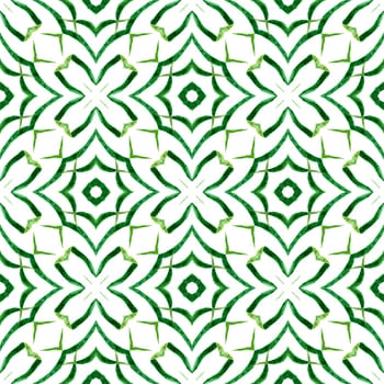 Medallion seamless pattern. Green indelible boho chic summer design. Textile ready juicy print, swimwear fabric, wallpaper, wrapping. Watercolor medallion seamless border.