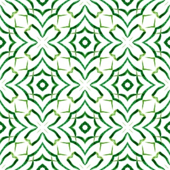 Medallion seamless pattern. Green indelible boho chic summer design. Textile ready juicy print, swimwear fabric, wallpaper, wrapping. Watercolor medallion seamless border.