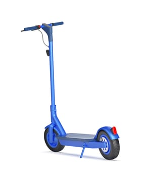 Modern blue electric scooter on white background