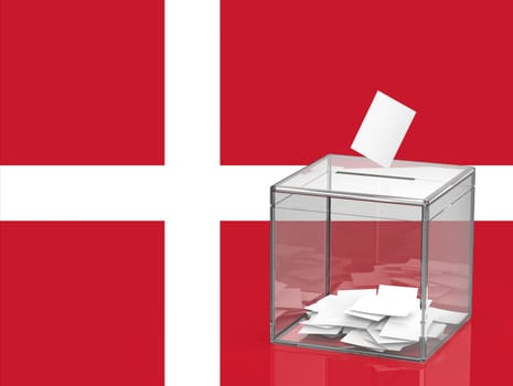 Ballot box with the national flag of Denmark