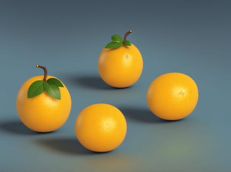 The image shows a group of yellow oranges on a gray background.