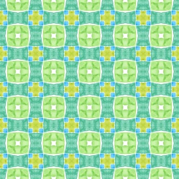 Green geometric chevron watercolor border. Green remarkable boho chic summer design. Chevron watercolor pattern. Textile ready fancy print, swimwear fabric, wallpaper, wrapping.