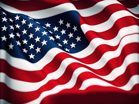 The image is a flag of the United States, with the American flag waving in the wind.