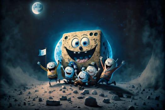 Banner: Happy group of children playing with a stone in an asteroid field.