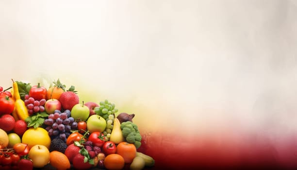 Banner: Fruits and vegetables background with copy space. Healthy food concept.