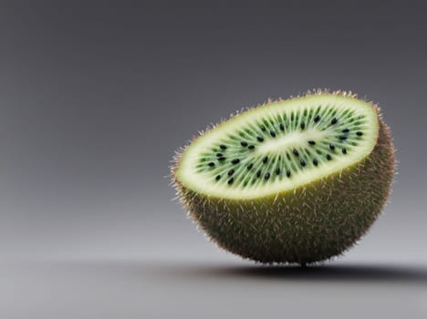 The image is a green kiwi fruit with a smooth, round surface and a small hole in the center.