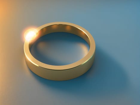 The image is a gold ring with a sunburst design on the side.