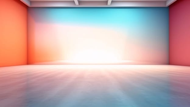 Banner: Empty room with blue and pink wall and floor. 3D rendering