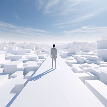Banner: Conceptual image of businessman standing on the edge of a maze