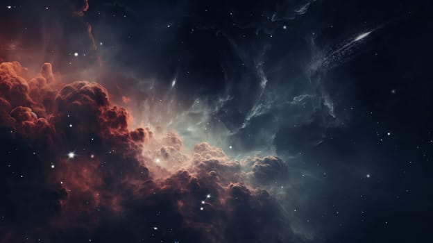 Banner: Space background with nebula and stars. Collage. 3D rendering