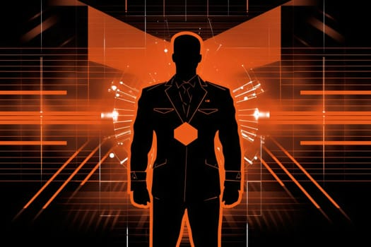 Banner: Businessman in suit on abstract background. Vector illustration. Eps 10