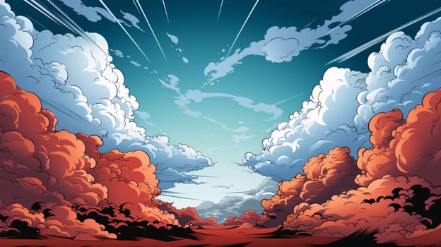 Banner: Cartoon illustration of a big explosion with clouds in the sky.