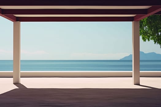 Banner: View of the sea from the terrace. 3d rendering.