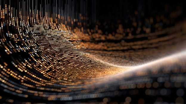 Banner: 3d rendering of abstract digital particles in cyberspace with depth of field and bokeh effect