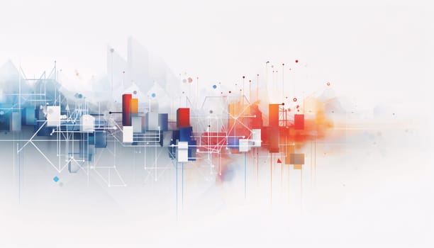 Banner: Abstract business background with city buildings and skyscrapers. Vector illustration