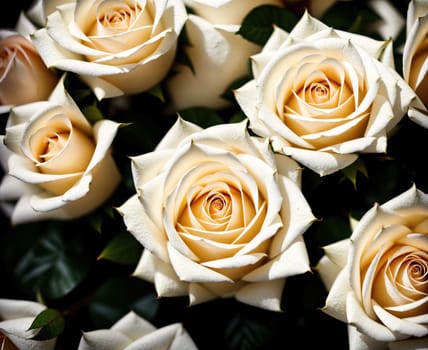 The image shows a bouquet of white roses arranged in a vase.