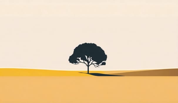 Banner: Tree silhouette on sand dune with copy space for your text.