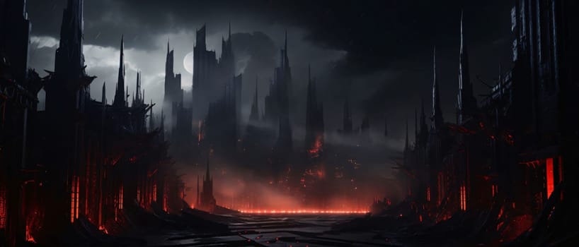 Banner: Fantasy landscape of a spooky halloween spooky city