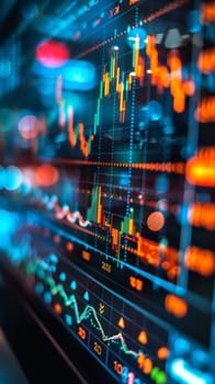A close up of a computer screen with stock market graphs