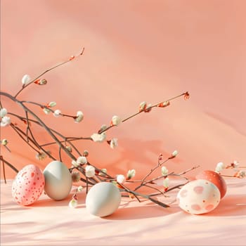 Feasts of the Lord's Resurrection: Easter eggs and willow branches on a pastel background.