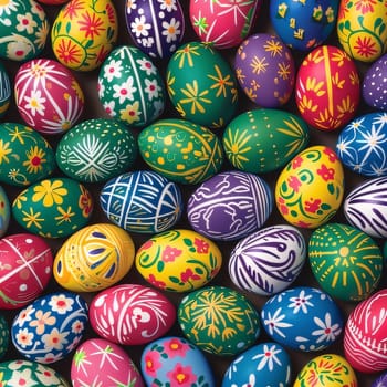 Feasts of the Lord's Resurrection: Colorful easter eggs as a background, closeup of photo